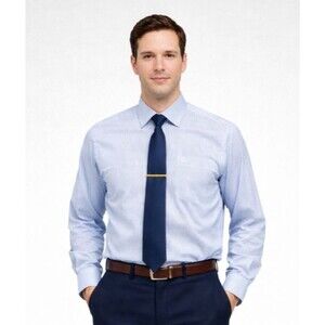 Christian Dior Chemises Blue Stripe Dress Shirt Mens 15.5 + Gold Tie Bar